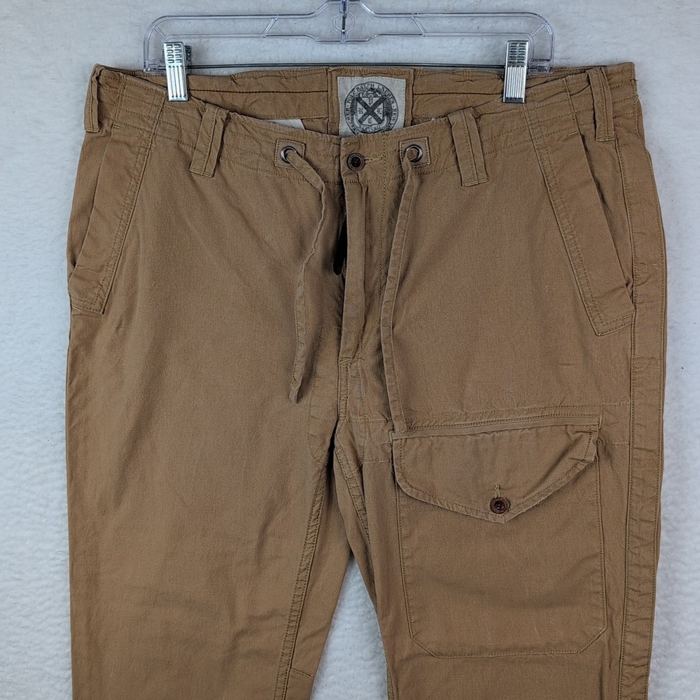 VTG Polo Ralph Lauren Bleecker Pants Men's 36x30 Tan Paratrooper Cargo Cinch - Picture 3 of 11
